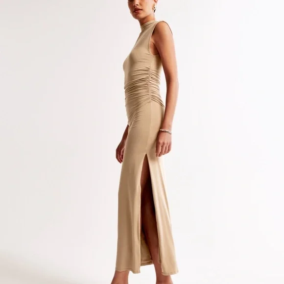 Abercrombie & Fitch | The A&F Paloma Maxi Dress, Tan Color, Modal, Size MP - NWT - Picture 2 of 12